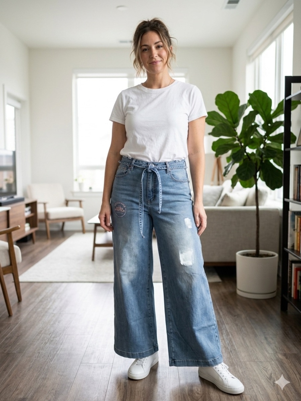 COPPER FLASH Classic Wide Leg Women’s Jeans - Blue. Size 16